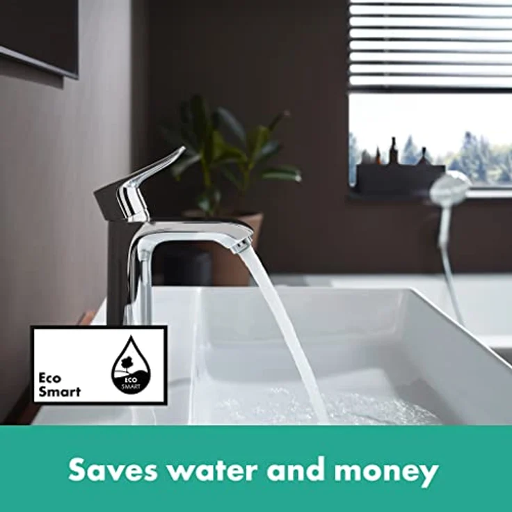 hansgrohe Metris 110 Waschtischarmatur, chrom, mit Ablaufgarnitur und ComfortZone 110, geeignet für Durchlauferhitzer, 5 l/min Durchfluss – Bild 2