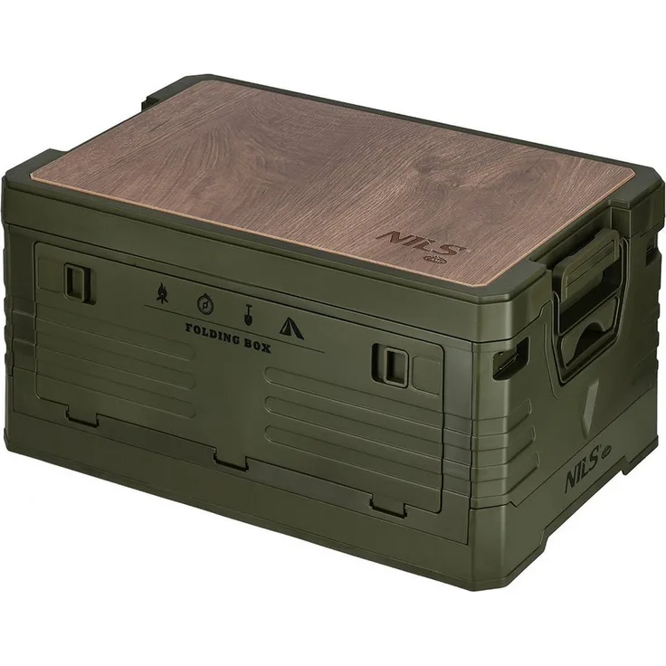 NILS CAMP NCB4002 Werkzeugkoffer, Klappwerkzeugkoffer mit 32L Faltbox und Holzplatte für Camping, mobil und robust