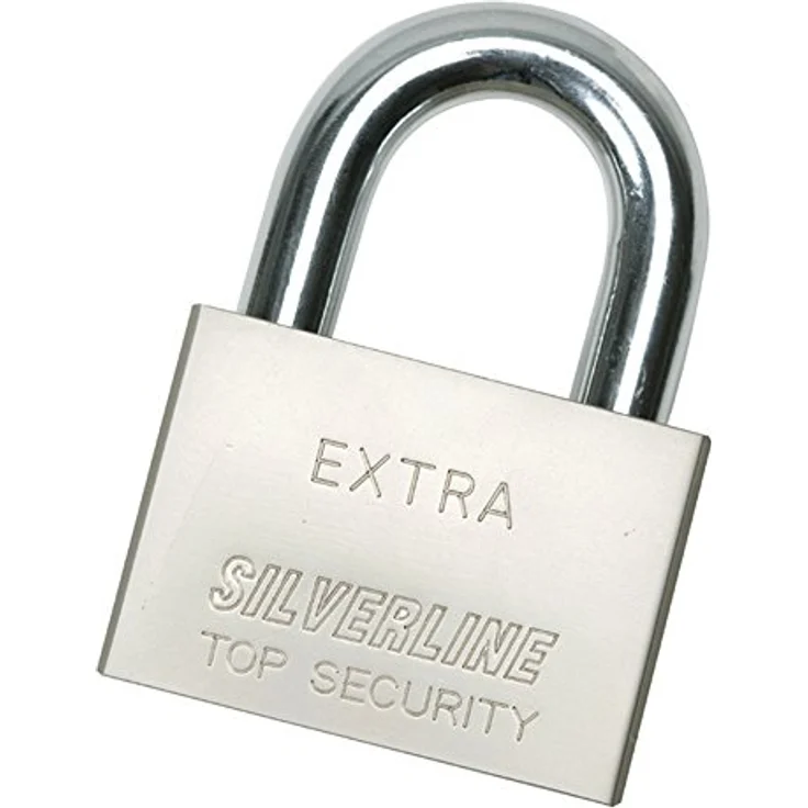 Silverline Stahl Vorhängeschloss 40 mm, massiver Stahlkörper, verchromter Messingschutzring, 3 Stahlschlüssel – Bild 3