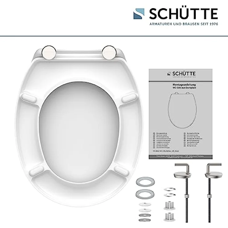 Schütte WC-Sitz Duroplast Weiß, bruchsicher und kratzfest, mit pflegeleichter Oberfläche, O-Form, für handelsübliche WCs – Bild 5