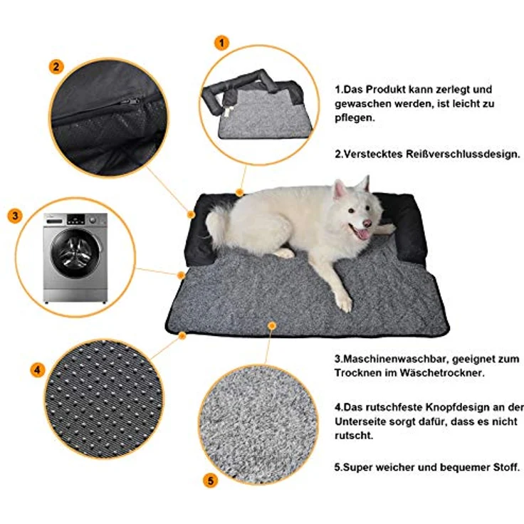 RAIKOU Hundebett Couch für Sofaschutz Hund und Kofferraumschutz, Antirutsch Beschichtung Hundedecke , Waschbares Sessels mit Reißverschluss , Hundematte für Grosse kleine Hunde – Bild 4