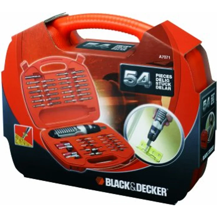 Black+Decker Batteriebetriebenes Schrauber-Set (54-tlg., PH1-2-3, PZ1-2-3, SL4-6-7,2, TX15-20-25-30, H3-4) A7071 – Bild 2