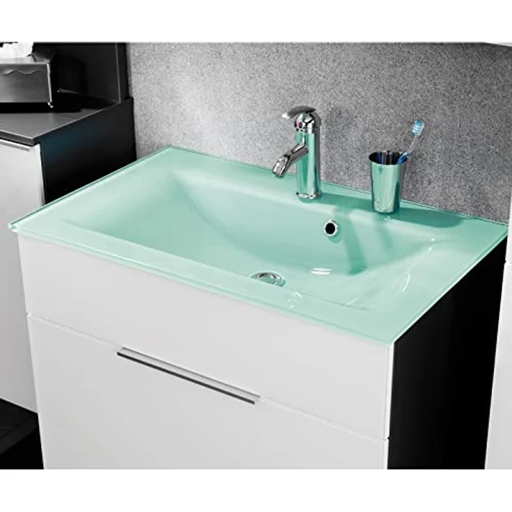 Fackelmann Glasbecken, Waschtisch aus Glas 80 x 14,5 x 50 cm, fürs Badezimmer und WC, mintgrün – Bild 4