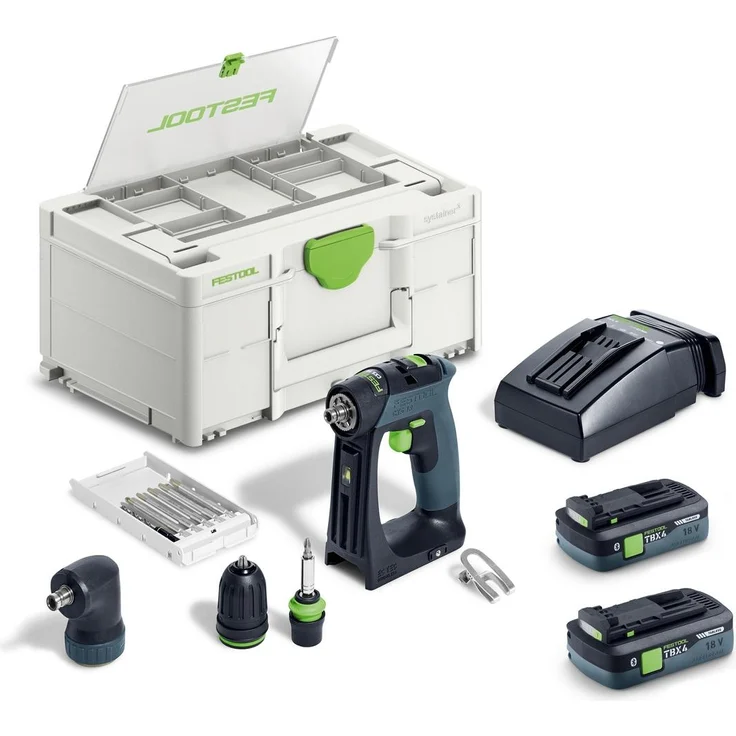 Festool Akku-Bohrschrauber CXS 18 TBX4,0 I-Set, 18 V, inkl. 2x Akku 4 Ah, Schnellladegerät, Zubehör, Systainer