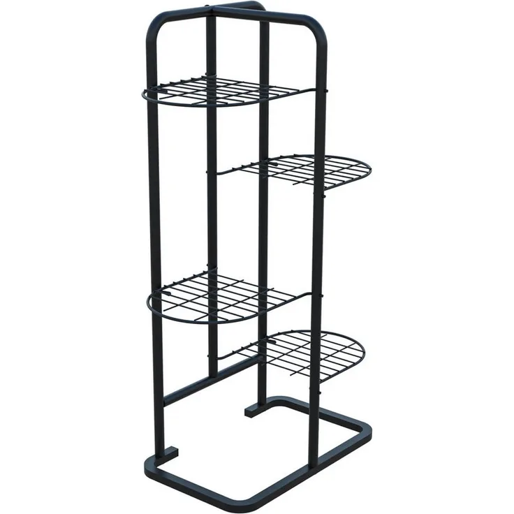 en.casa Blumenständer, »Pedersöre« 83x52x25cm Metall Schwarz, Dekorativer Pflanzständer mit klappbaren Ablagen