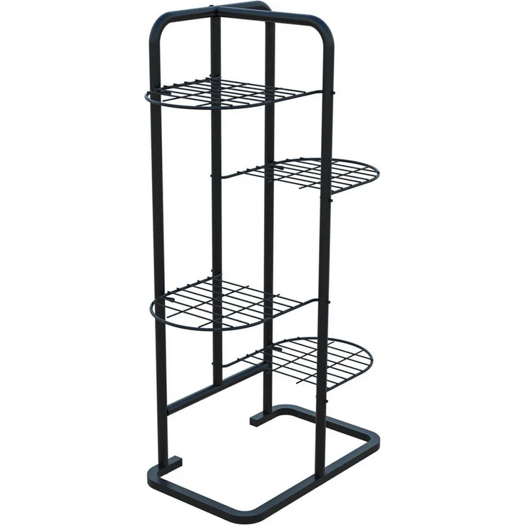 en.casa Blumenständer, »Pedersöre« 83x52x25cm Metall Schwarz, Dekorativer Pflanzständer mit klappbaren Ablagen