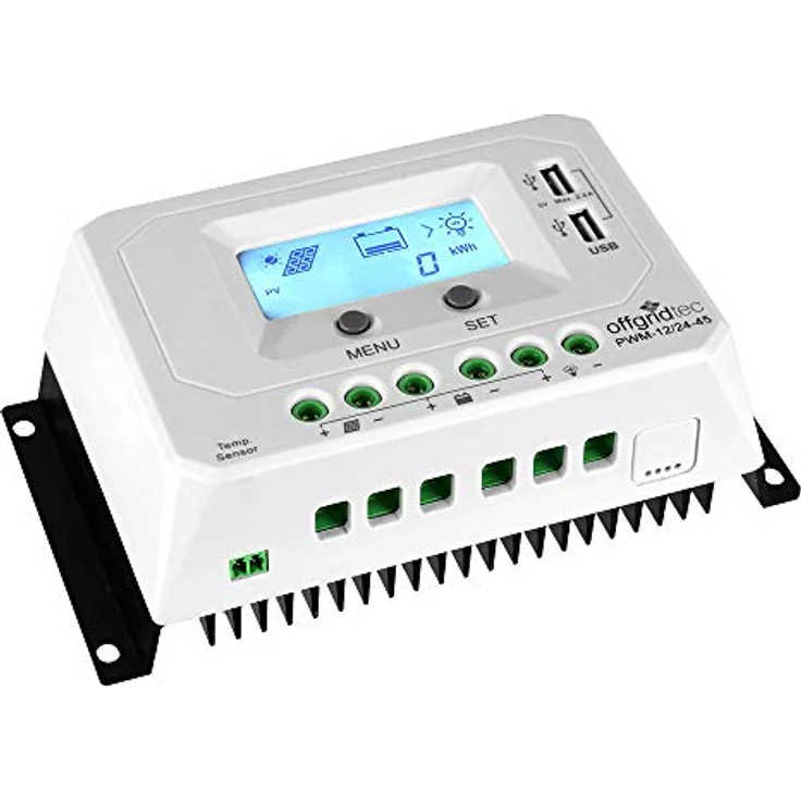 Offgridtec® PWM Pro Laderegler 12V/24V 45A USB, 3-stufige PWM Ladereglung, großes LCD Display, PV-Kurzschluss Schutz, USB Ports – Bild 2