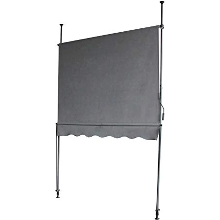 SVITA Klemmmarkise Balkonmarkise Sonnenschutz Markise Handkurbel ohne Bohren 300x120x220-300 cm (BxTxH) Dunkelgrau – Bild 2