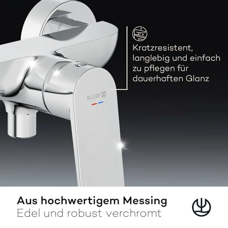 OTTO Kludi X1 Duscharmatur, chrom, Wandmontage, geschlossener Hebel, Keramik-Kartusche, Brauseabgang G1/2 – Bild 4