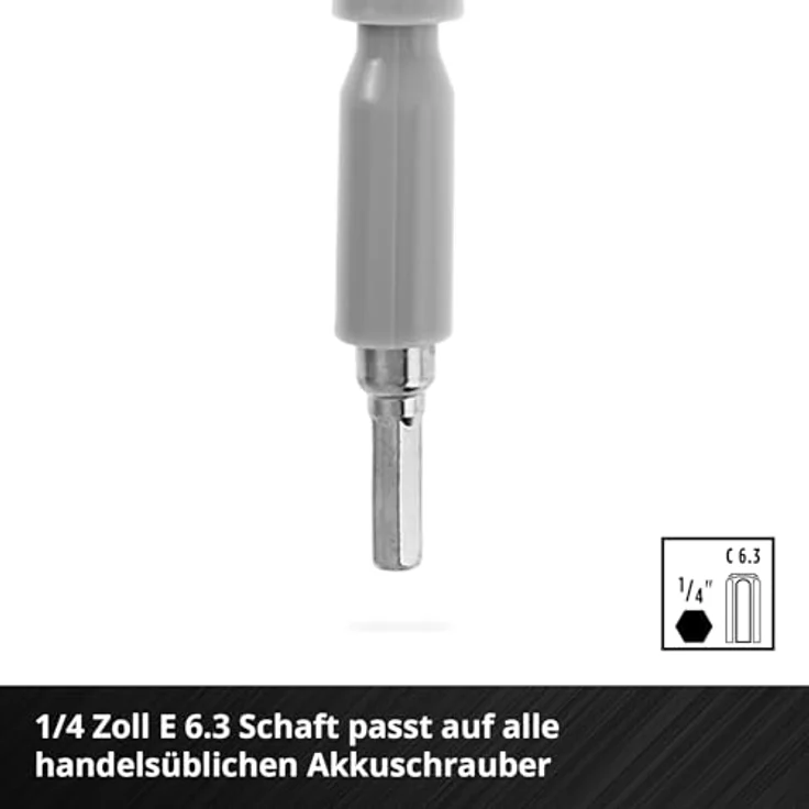 Einhell 133115 Bit-Set 11teilig, Schlitz, PH, PZ, T-Profil, Innen-Sechskant, Sechskant mit 300 mm Biegsamer Welle und Bithalter – Bild 6