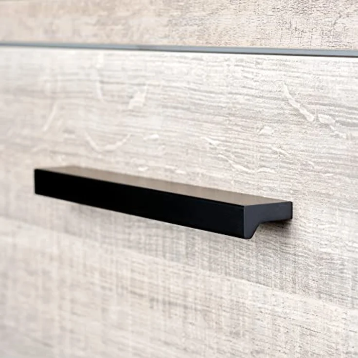 Emuca Möbelgriff Bremen, 128 mm Achsabstand, 160 mm Länge, Schwarz eloxiert, Aluminium, 5er Pack – Bild 4