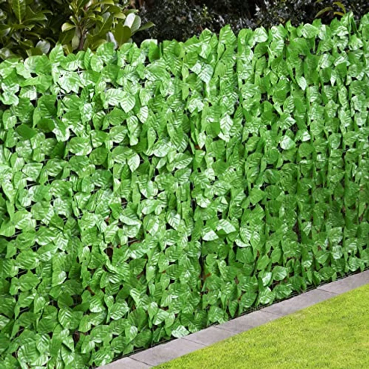 Sichtschutzhecke Blätterwand grün - 300 x 100 cm - Künstliche Birkenblätter Hecke - Deko Blätter Matte für Balkon Geländer Zaun Wand Wind Sicht Lärm Schutz – Bild 3