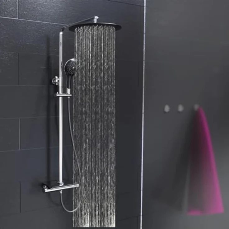 Eisl Brausegarnitur Grande Vita, Duschsystem mit Thermostat, Regendusche, 101 cm, Edelstahl, weiß – Bild 4