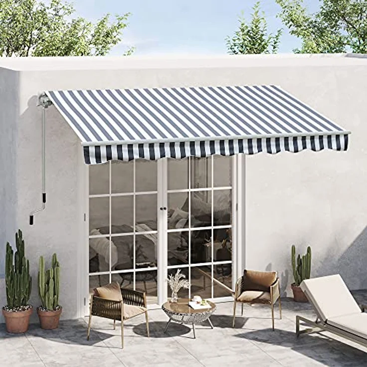 Markise Gelenkarmmarkise Sonnenschutz Grau+Weiß 2,95x2,5m - grau-weiß - Outsunny – Bild 3