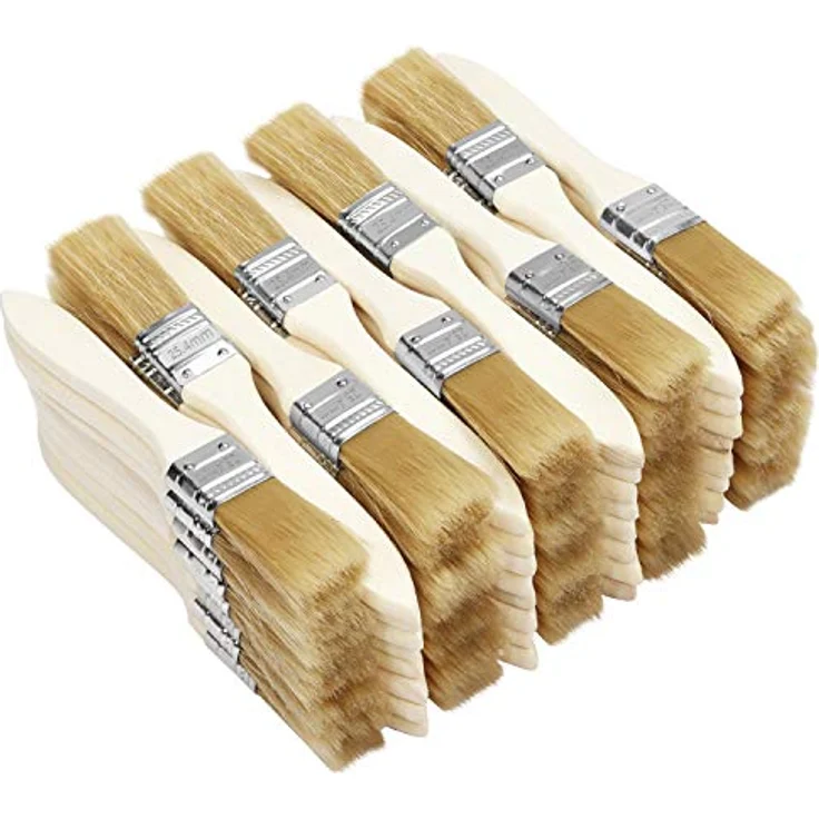Kurtzy Pinselset (72 STK) - 2,54 cm Profi Malerpinsel mit Holzgriff, Pinsel Set für Farben, Lack, Beizen, Klebstoffe - Flachpinsel, Lasurpinsel, Lackpinsel für Malerbedarf, Streichen, DIY – Bild 5