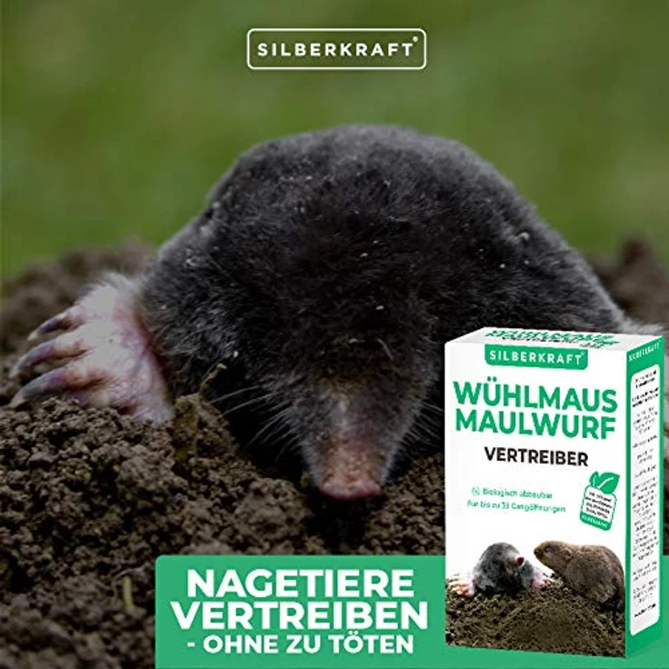 Silberkraft Wühlmaus- und Maulwurfschreck 200 g - Granulat zur Abwehr & Bekämpfung - Maulwurf- und Wühlmausvertreiber zum Vertreiben und bekämpfen - Falle, Gift und Gas Alternative (200 g) - Preisvergleich – Bild 4
