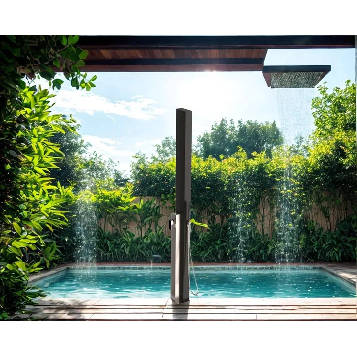Ideal Eichenwald Solardusche VENUS, Gartendusche aus Edelstahl mit 25 l Wassertank und Einhebelmischer, schwarz