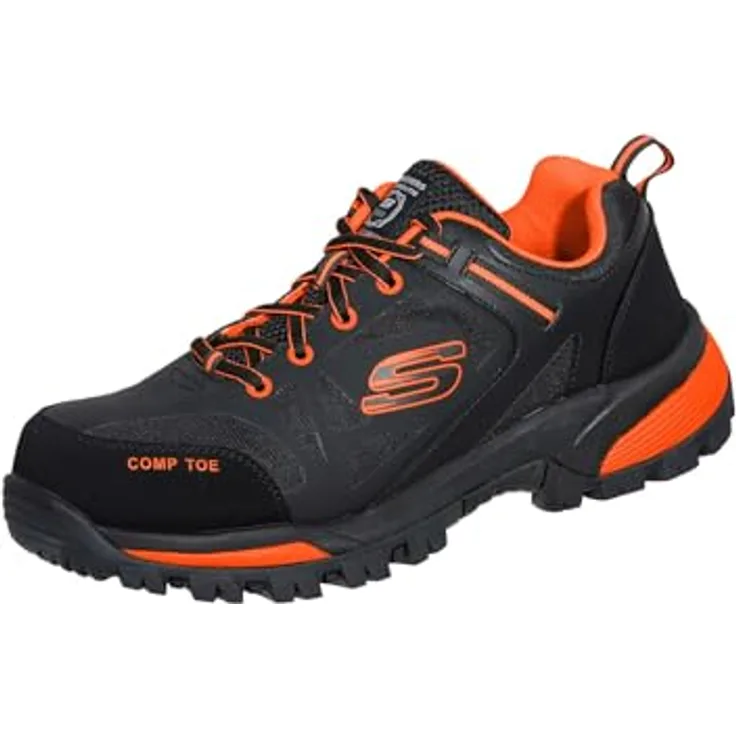 Skechers 200188EC-BKOR Pending Arbeitsschuh, Outdoor-Trail-Design mit metallfreier Durchtrittshemmung und Stahlkappe, Spiderman-Look
