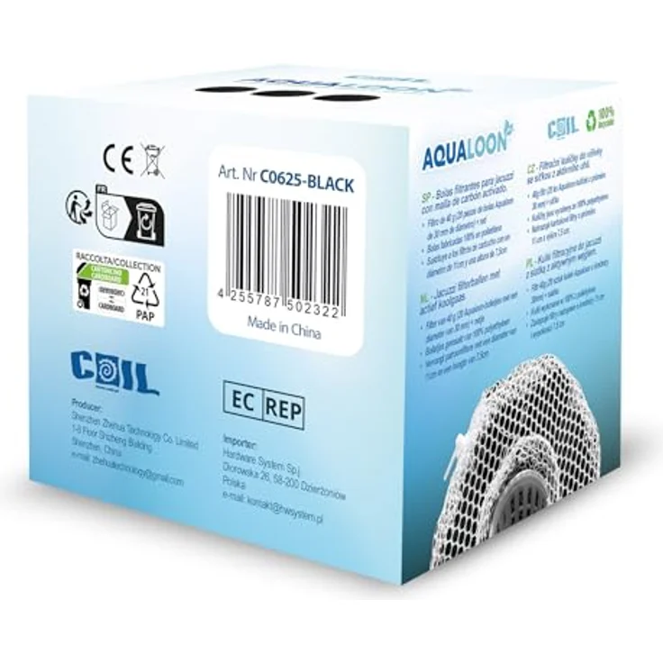 COIL Pool Filterbälle, Wasserfilter, Kompatibel mit Bestway Typ VI und Intex Typ S1, 20 Stück, Wiederverwendbar, Schwarz – Bild 8