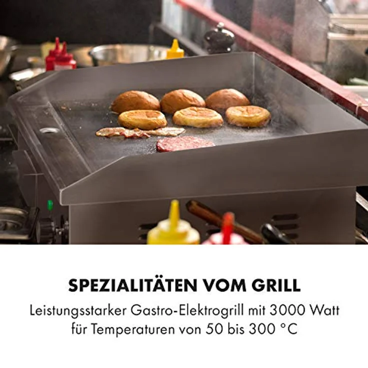 Klarstein Grillmeile 3000R Elektrogrill 3000W Platte 54,5x35cm geriffelt Glatte Grillfläche – Bild 3