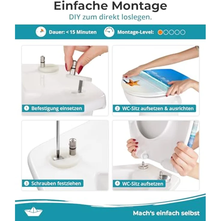 Calmwaters WC Sitz Motiv Seestern, antibakteriell und abnehmbar mit Absenkautomatik, 26LP6211 – Bild 2