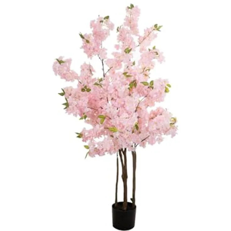 EUROPALMS Kirschbaum mit 3 Trunks, künstliche Pflanze, Rose, 160 cm