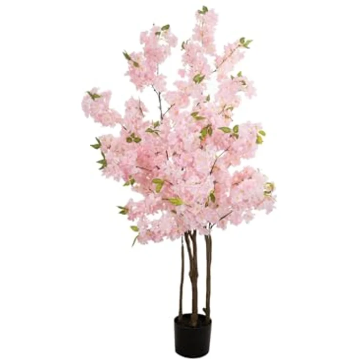 EUROPALMS Kirschbaum mit 3 Trunks, künstliche Pflanze, Rose, 160 cm