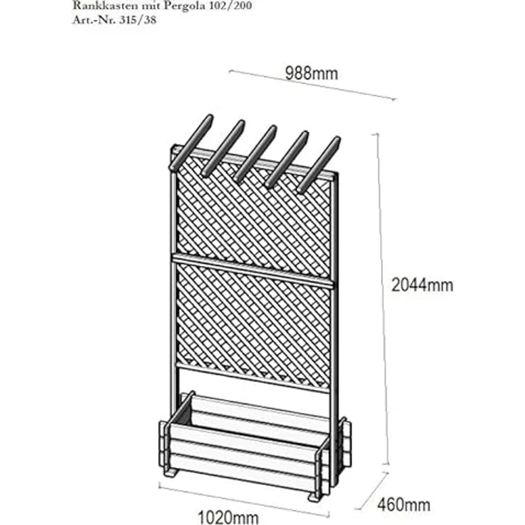 promadino Rankkasten mit Pergola, wetterfest imprägniert, BxTxH: 102x65x200 cm aus massivem Kiefernholz – Bild 4