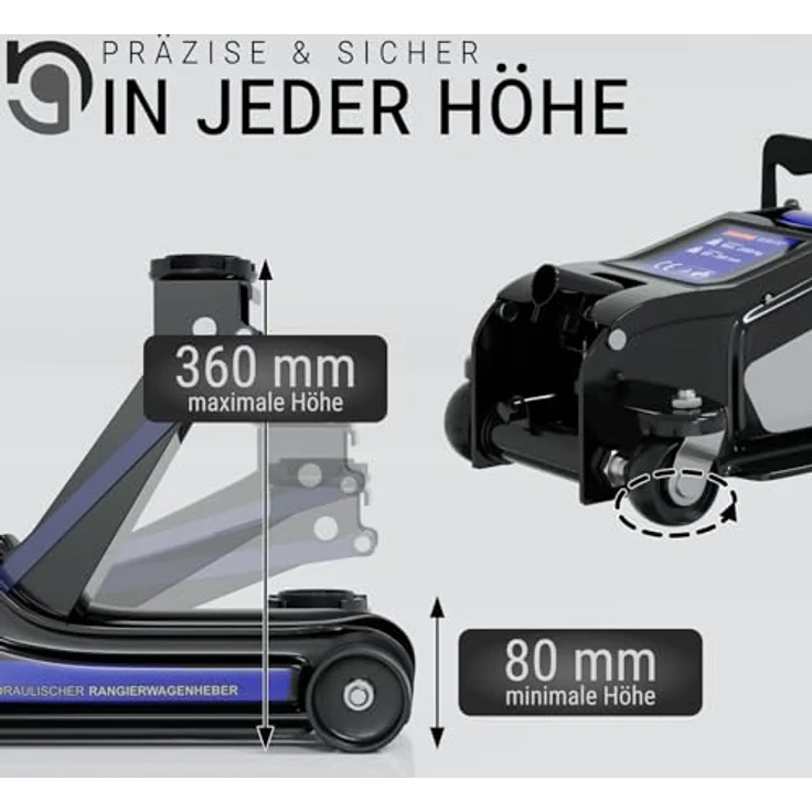 HAGO Hydraulischer Wagenheber 2,5T Rangierwagenheber KFZ Gummiauflage 360° Rollen tragbar – Bild 6
