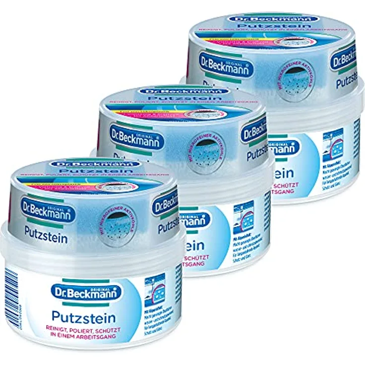 Dr. Beckmann Putzstein | Universalreiniger für den ganzen Haushalt | inkl. 2-Phasen-Putzschwamm | 3x 400 g
