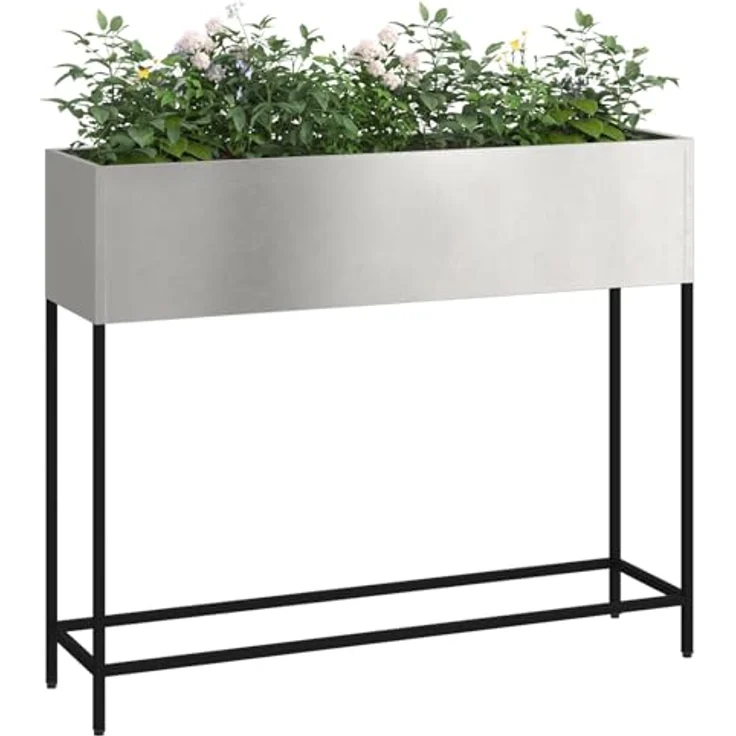 vidaXL Hochbeet 100x26x82 cm, rechteckiger Pflanzkübel aus gebürstetem Edelstahl, silber für drinnen und draußen – Bild 3