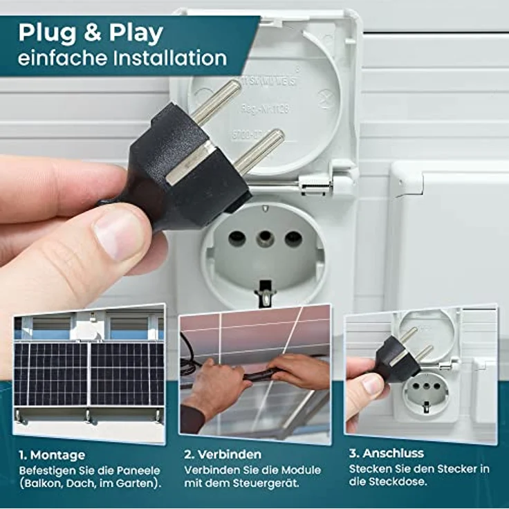 VESKA 920 W / 600 W Balkonkraftwerk Photovoltaik Solaranlage Steckerfertig WIFI Smart – Bild 5