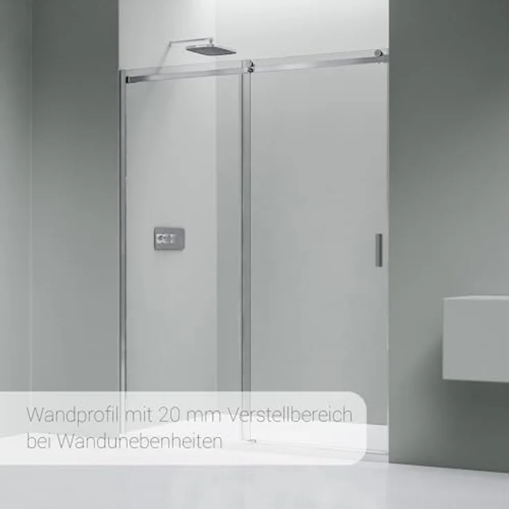 Bernstein Nischendusche NT806 FLEX, Schiebetür mit 8mm ESG-Klarglas und Nano-Beschichtung, Chrom, 110cm – Bild 3