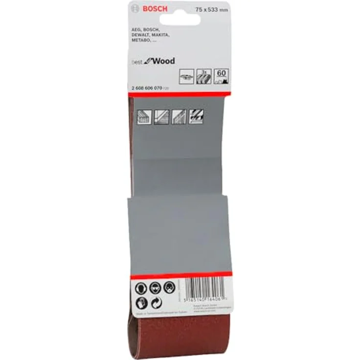 Bosch Pro Schleifband für Bandschleifer Holz und Farbe Best for Wood and Paint (3 Stück, Körnung 60, X440) – Bild 3