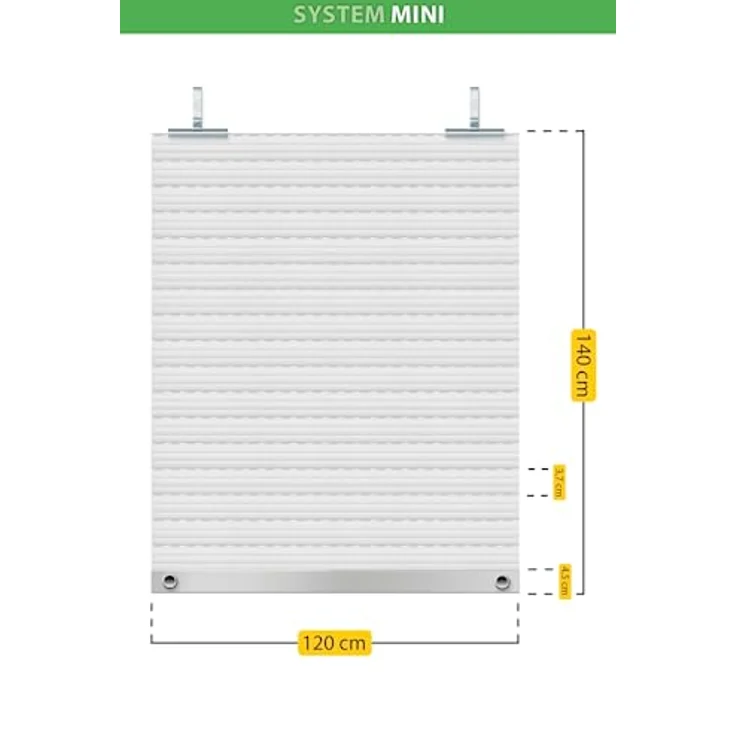 Schellenberg 20090 Rolladenpanzer Set PVC Mini, 100 x 120 cm, weiß, kürzbar, inkl. Aufhängungen, Alu-Endleiste, Anschlagstopfen – Bild 4
