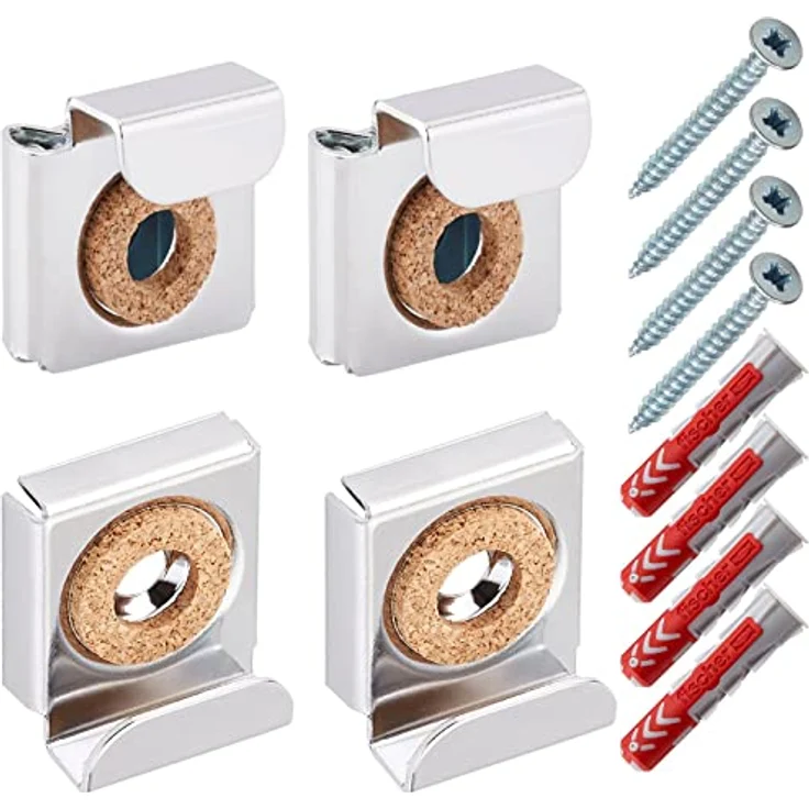 SOTECH 1 Set Spiegelklammern für ungerahmte Spiegel, inkl. Befestigungsmaterial, max. Tragkraft 15 kg, chrom poliert – Bild 1