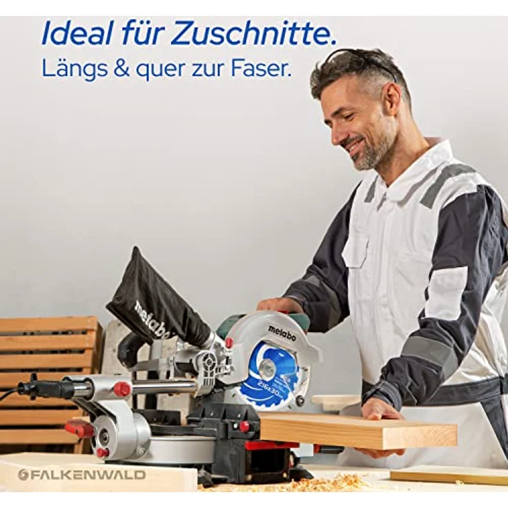 FALKENWALD® Kreissägeblatt 216x30 mm für Holz, 20 Hartmetallzähne (grob) für hohe Effizienz, kompatibel mit Metabo & Bosch – Bild 3