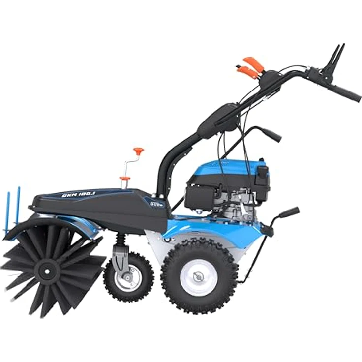 Güte Benzin-Kehrmaschine GKM 100.1, 100 cm Arbeitsbreite, inkl. Motorbesen, Schneeschieber und 72 l Auffangbehälter – Bild 3