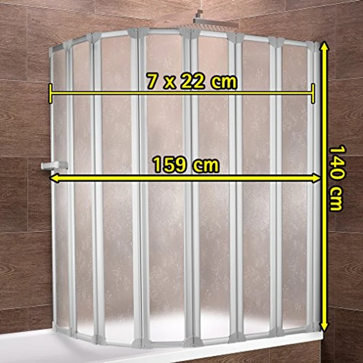 Schulte Duschwand für Badewanne faltbar, 159 x 140 cm, Kunstglas Softline hell, Alu-Natur, Made in Germany, einfacher Aufbau – Bild 2