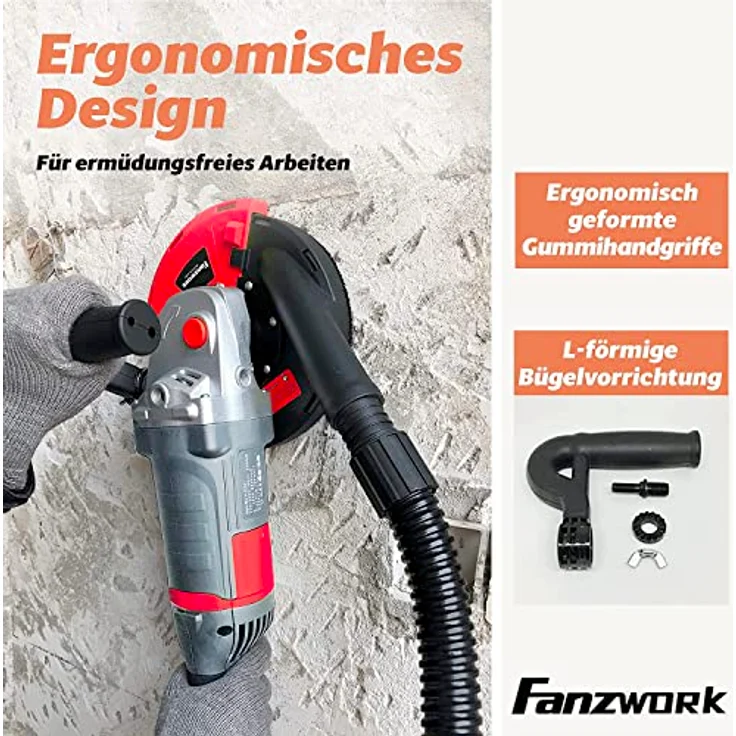 FANZTOOL Betonschleifer Betonfräse 2000W Set mit 180mm Diamantschleiftopf und Absaughaube – Bild 4