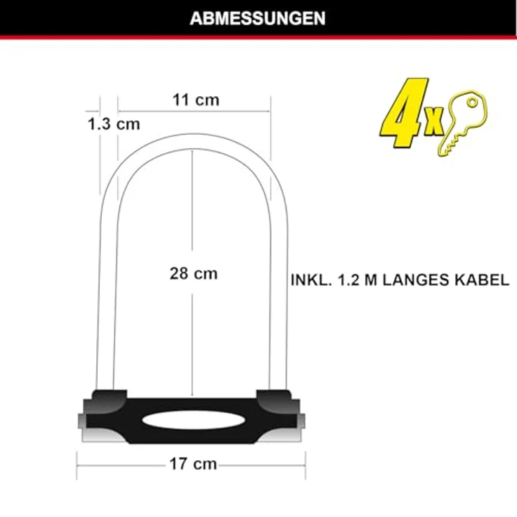 Master Lock Bügelschloss 8285 mit Halter inklusive Kabel  – Bild 3