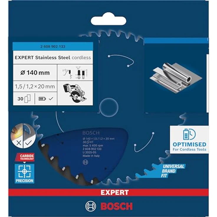 Bosch EXPERT Stainless Steel cordless Kreissägeblatt, robust für Edelstahl, Ø 140 mm, Professional Zubehör Akku-Metallkreissäge – Bild 2