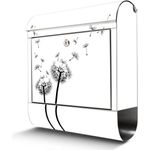 banjado Wandbriefkasten Edelstahl Pusteblume 2 (groß, mit Zeitungsfach), 38 x 42,5 x 12cm