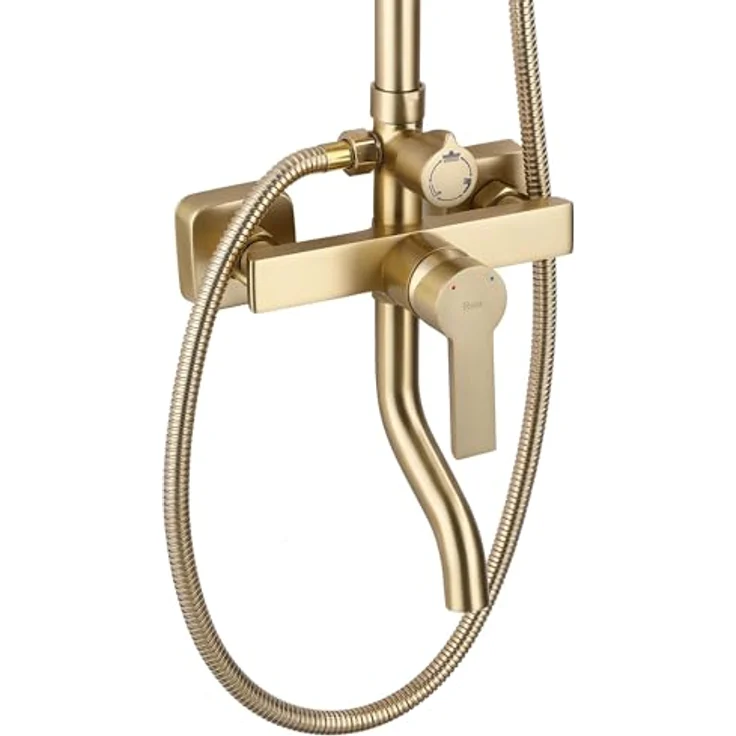 wohnwerk.idee Duschsystem Design Duscharmatur mit Regenbrause und Handbrause, chrom – Bild 7