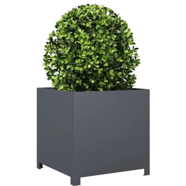 vidaXL Pflanzkübel Anthrazit 50x50x50 cm Stahl mit viel Platz und Unkraut- und Schädlingsschutz – Bild 3