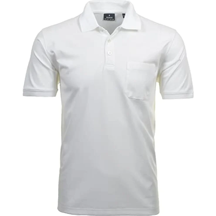 Ragman Herren-Poloshirt "Soft-Knit", Weiß, kurzarm mit Brusttasche, knitterarm und pflegeleicht, Größe L – Bild 1