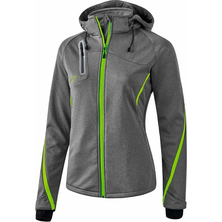 Erima Damen Softshelljacke Function, atmungsaktiv, wasserdicht, winddicht, schwarz