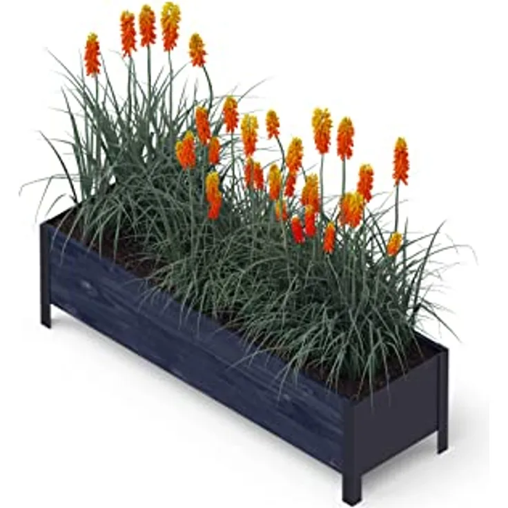 Upyard ModernBox Low modernes Hochbeet aus Holz - Niedrig-Hochbeet für Balkon, Terrasse, Garten - Pflanzkasten für Gemüse und Kräuter, 118x36x32, Schwarz