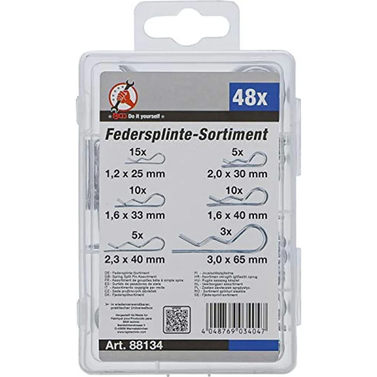 BGS Do it yourself Federsplinte-Sortiment, Ø 1,2 - 3,0 mm, 48-teilig im Sortimentskasten – Bild 4