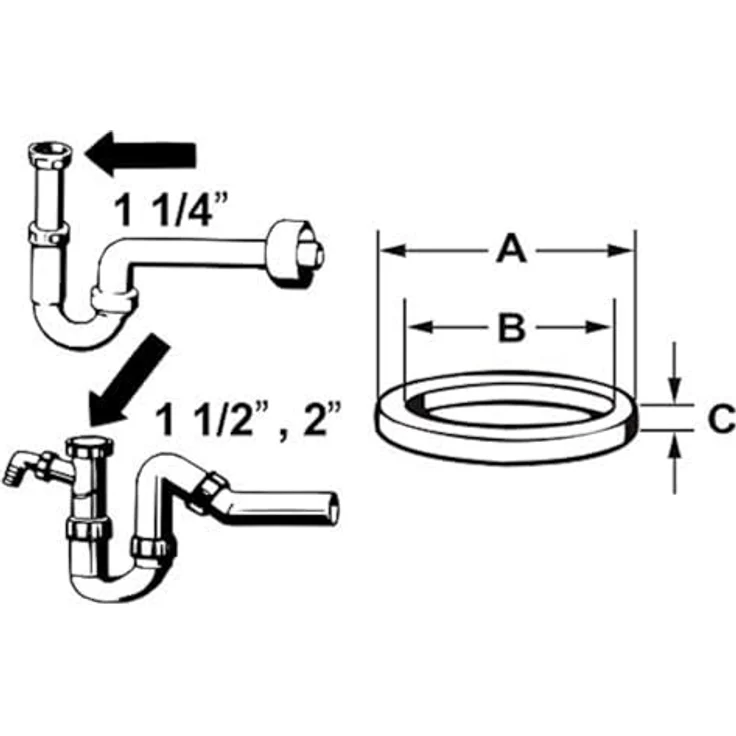 Cornat Gu-Dichtung für SP-Geruchv.1 1/2 Zoll (3), hochwertige Unterlegscheibe für Installationssystem, TEC380306 – Bild 2